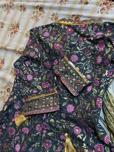 Golden Embroidered Anarkali Floor Length Kurta