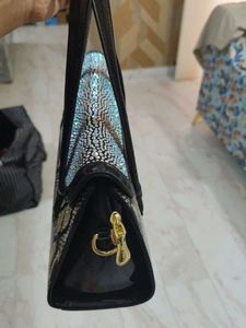Stylish Snake Print &amp; Rhinestone Handbag