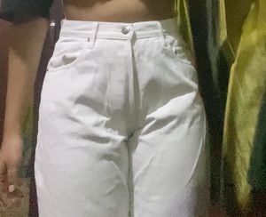 White Denim Straight Jeans