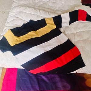 Striped Knit Pullover Sweater