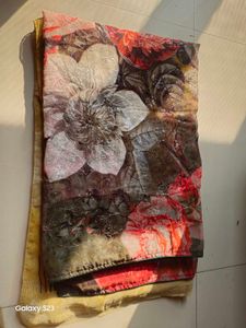 Yellow Olive Embroidered Heavy Saree With Blouse
