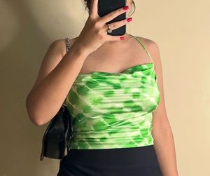 backlessGreen Tie-Dye Crop Top