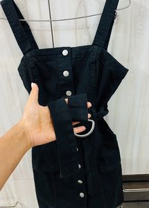 Black Denim Button-Up Dress