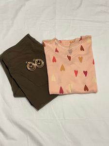 Heart print stretchable top Size - S
