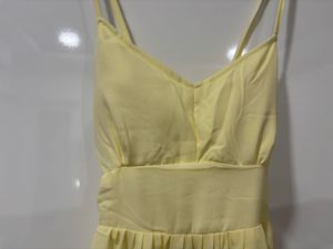 Padded butter yellow backless maxi dress