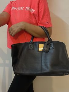 Black Leather Tote Bag