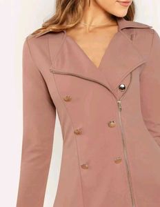SHEIN prive Double Breasted Zip Front Blazer Dress