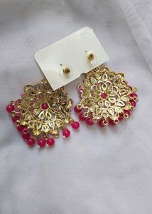 PRETTY PINK KUNDAN &amp; PEARLS DANGLERS 🎀