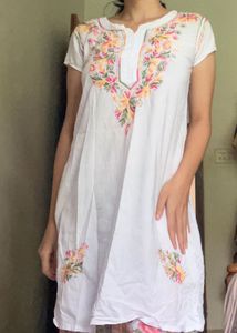 Embroidered Kurti with Floral Palazzo Pants