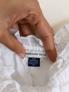 White Ruffle Tie Top