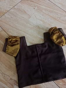 Elegant Brown &amp; Gold Pattupavada Set New
