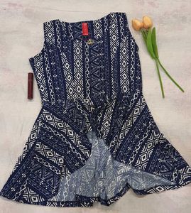 Blue High Low Crepe Top