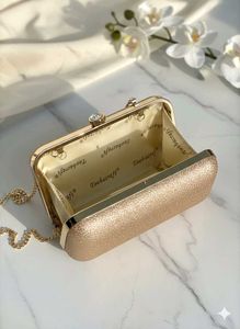 Sparkling Gold Clutch with Chain
