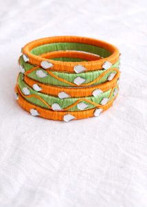 Handmade Tiranga Mirror Bangles - Set of 5