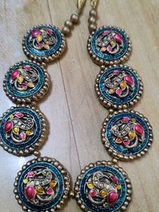 Terracotta Peacock design Necklace &amp; Earring Set