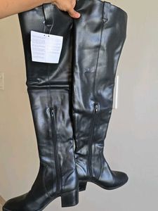 DELIZE Faux Leather Thigh High Comfy Boots