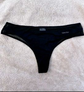 Calvin Klein Black Mesh Thong Panty – Size S