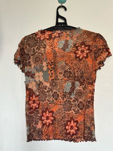 Patterned Crop Fitted Top