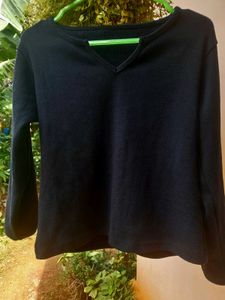 Casual Black Long Sleeve Top