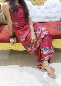 Maroon Embroidered Sharara Set