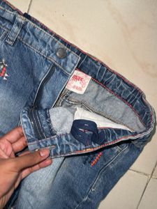 Denim Embroidered Shorts