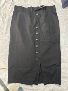 Black Button-Down Pencil Skirt
