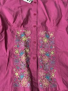 Pink Floral Embroidered Top
