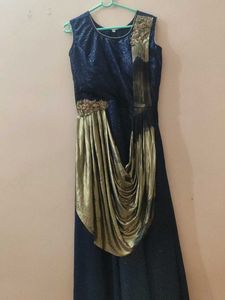 Elegant Navy & Gold Ethnic Gown