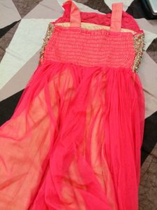 Pink &amp; Gold Embellished Gown Dress