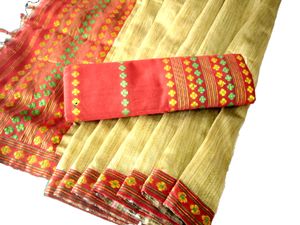 💥New Price Today 💥Red Golden saree   | Mekhla Chador