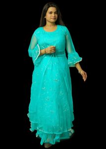 Aqua Blue Maxi Dress with Jacket