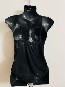 Black Embroidered Bodysuit