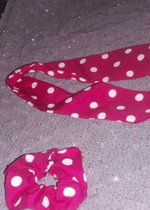 Polka Dot Headband & Scrunchie Set with Ribbon🎀