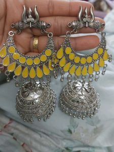 Yellow Jhumka Earrings
