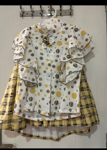 New Yellow Polka Dot Ruffle Set