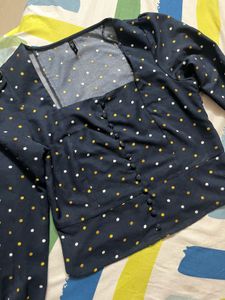 Navy blue Polka Dot Top