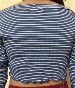 Striped Cut-Out Crop Top