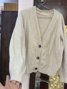 Cream Fuzzy Cardigan