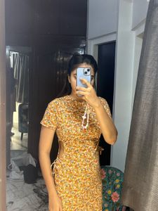 Floral side cutout dress
