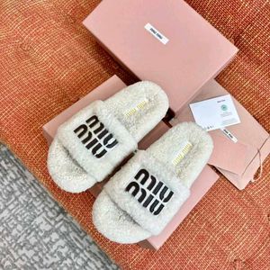 Furry Off-white Slides For Women
