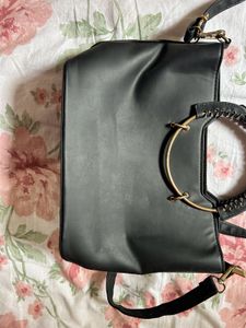 Striped Heart Handle Bag