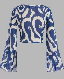 Stylish Blue &amp; White Print Top