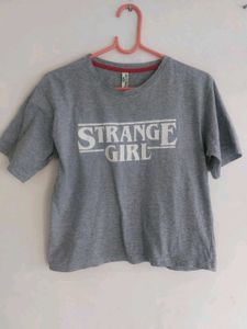 Striped Sleeve Gray Tee