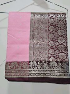 Pink & Silver Banarasi Silk Saree