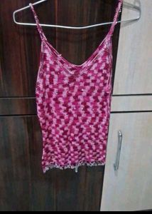 Pink Crochet Tank Top