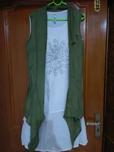 Green Kurti With Shrug