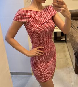 HWW Smocked Gingham Cross Over Dress