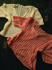 Pink And White Mesh Top