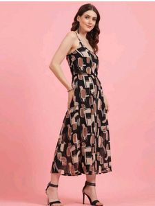 Black Printed Aline Dress 👗