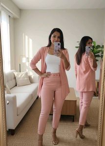 Chic Peach High-Waist Trousers